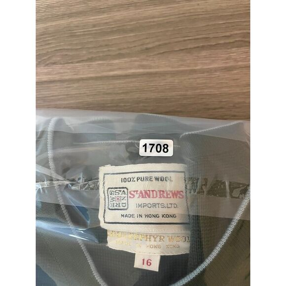 Vtg 60's St. Andrews 100% Pure Zephyr Wool Knitted Cardigan Skirt Set Green 16 - Picture 15 of 15